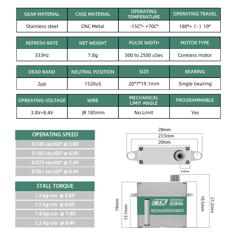 PTK 7306 MG-D 7g Digital All-M - Micro Servo review and price